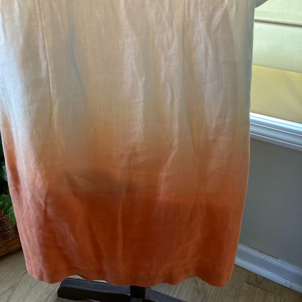 J McLaughlin SZ S white orange linen shirt dress - Picture 2 of 7